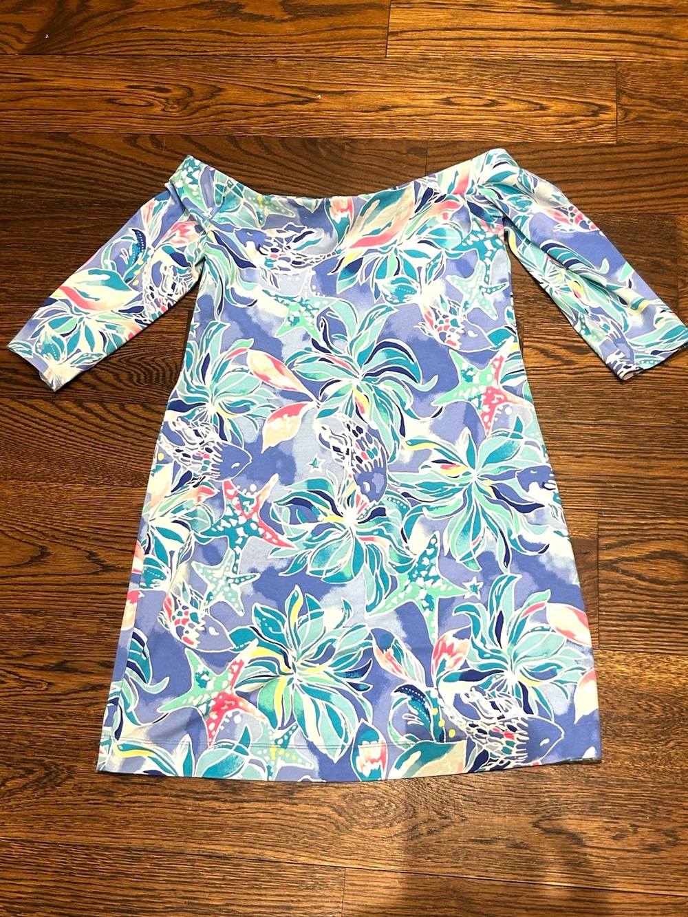 Lilly Pulitzer Laurana Blue Floral Off-Shoulder Mini Dress
